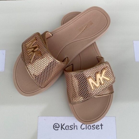 Michael kors Slide Palmer Platform Sandal Rose Gold Ballet Size 8 - Picture 1 of 5